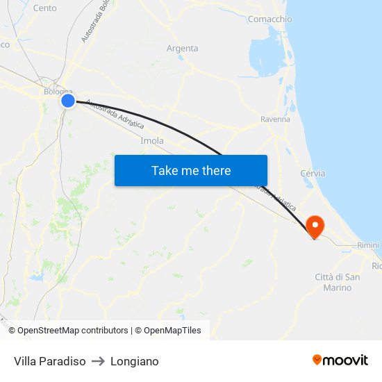 Villa Paradiso to Longiano map