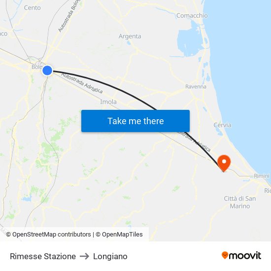 Rimesse Stazione to Longiano map