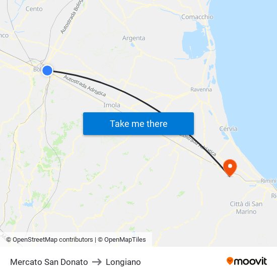 Mercato San Donato to Longiano map