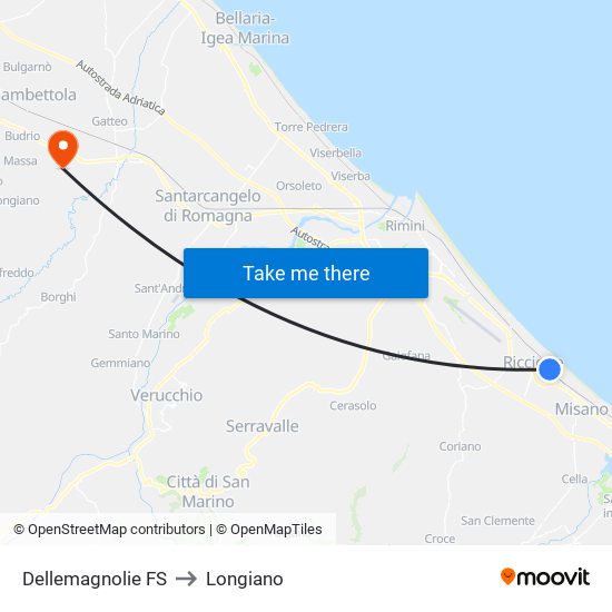 Dellemagnolie FS to Longiano map