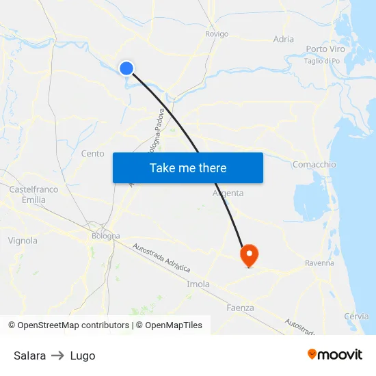Salara to Lugo map