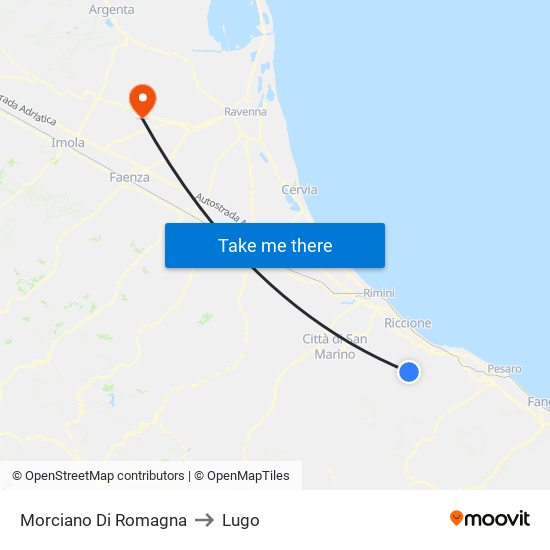 Morciano Di Romagna to Lugo map