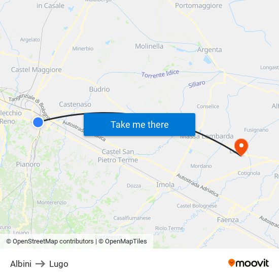 Albini to Lugo map