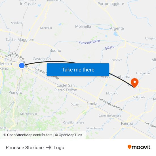 Rimesse Stazione to Lugo map