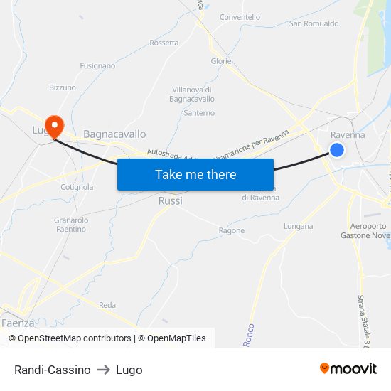 Randi-Cassino to Lugo map