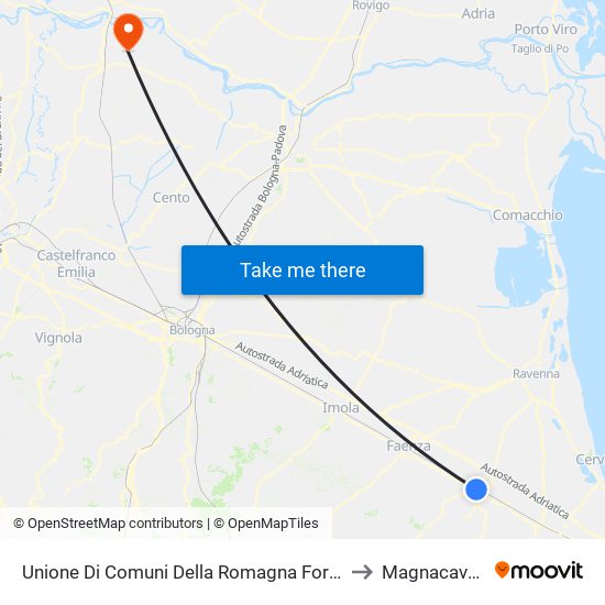 Unione Di Comuni Della Romagna Forlivese to Magnacavallo map