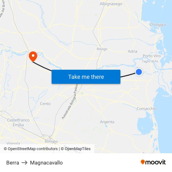 Berra to Magnacavallo map