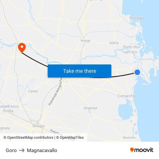 Goro to Magnacavallo map