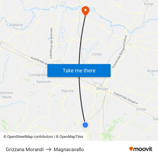 Grizzana Morandi to Magnacavallo map