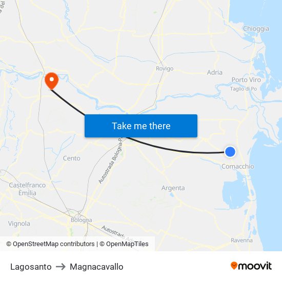 Lagosanto to Magnacavallo map