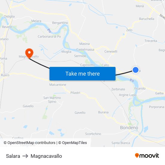 Salara to Magnacavallo map