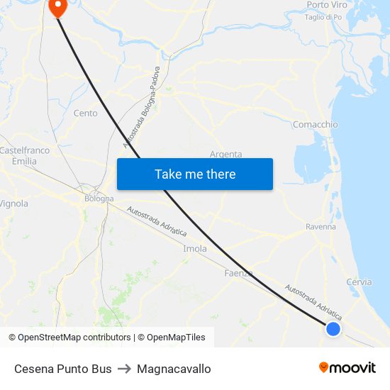 Cesena Punto Bus to Magnacavallo map