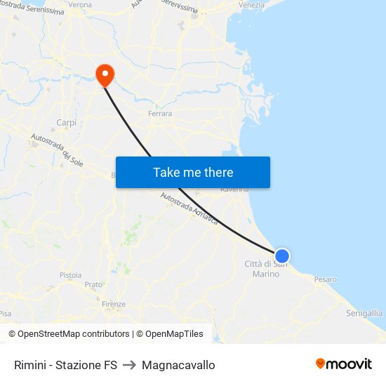 Rimini - Stazione FS to Magnacavallo map