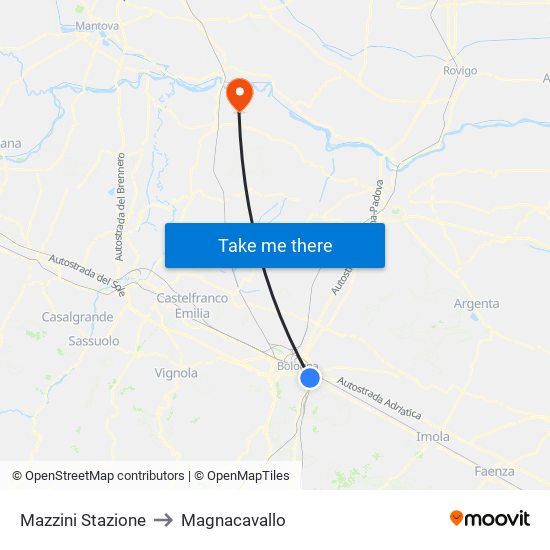 Mazzini Stazione to Magnacavallo map