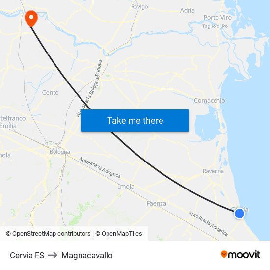 Cervia FS to Magnacavallo map