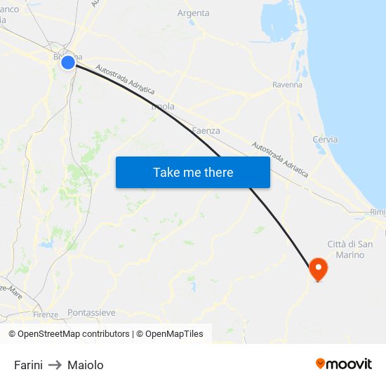 Farini to Maiolo map