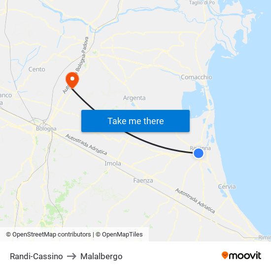 Randi-Cassino to Malalbergo map