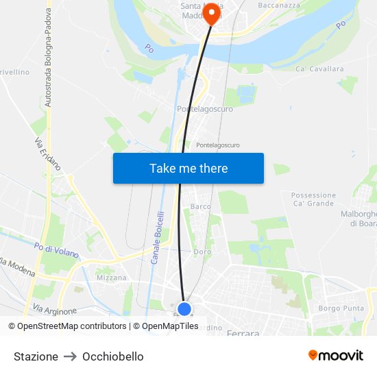 Stazione to Occhiobello map