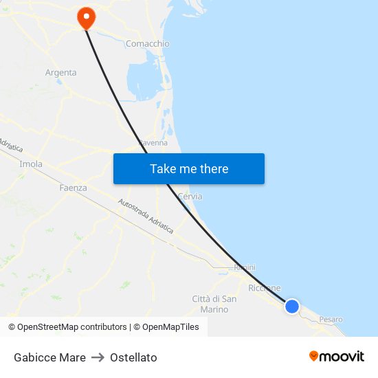 Gabicce Mare to Ostellato map