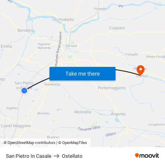 San Pietro In Casale to Ostellato map