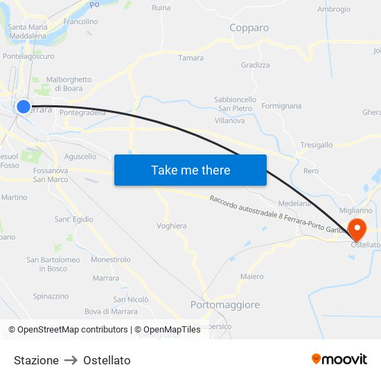 Stazione to Ostellato map