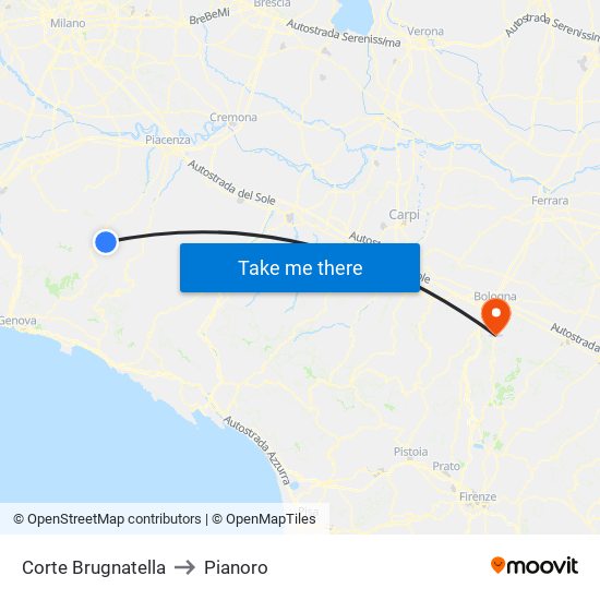 Corte Brugnatella to Pianoro map