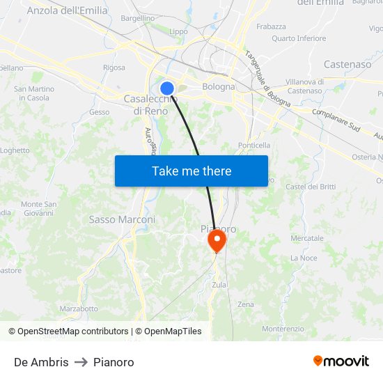 De Ambris to Pianoro map
