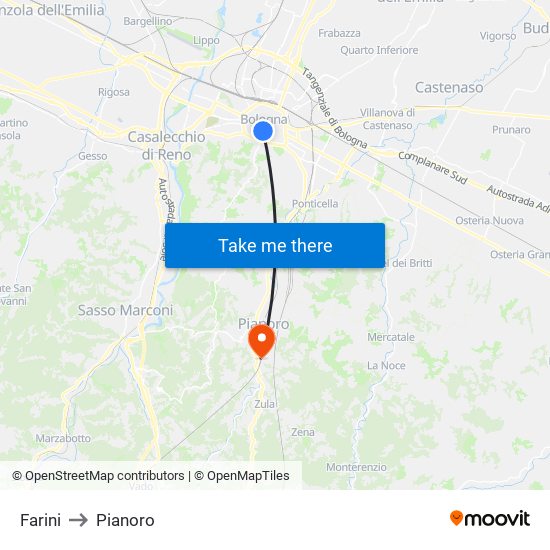 Farini to Pianoro map
