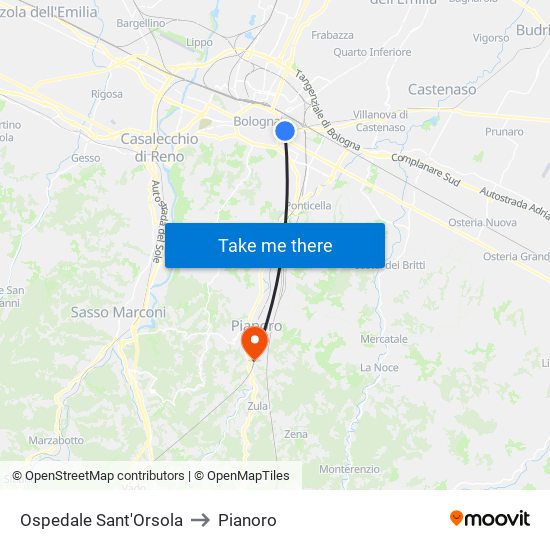 Ospedale Sant'Orsola to Pianoro map
