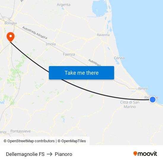 Dellemagnolie FS to Pianoro map