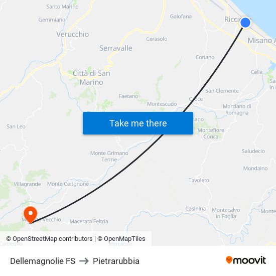 Dellemagnolie FS to Pietrarubbia map