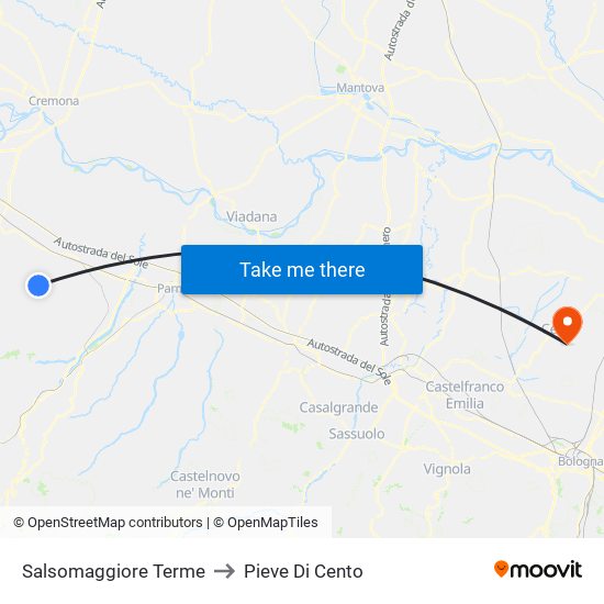 Salsomaggiore Terme to Pieve Di Cento map