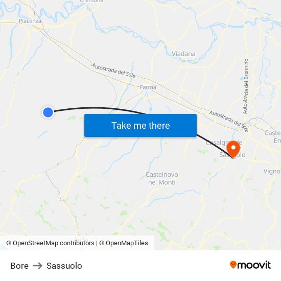 Bore to Sassuolo map