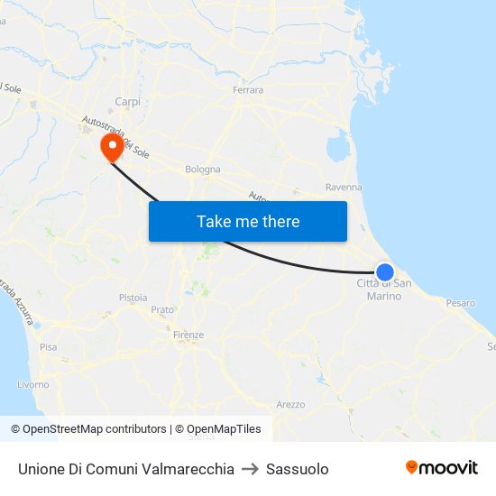 Unione Di Comuni Valmarecchia to Sassuolo map