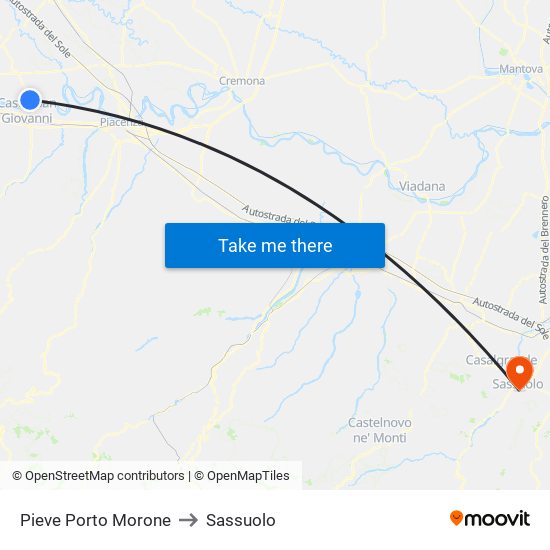 Pieve Porto Morone to Sassuolo map