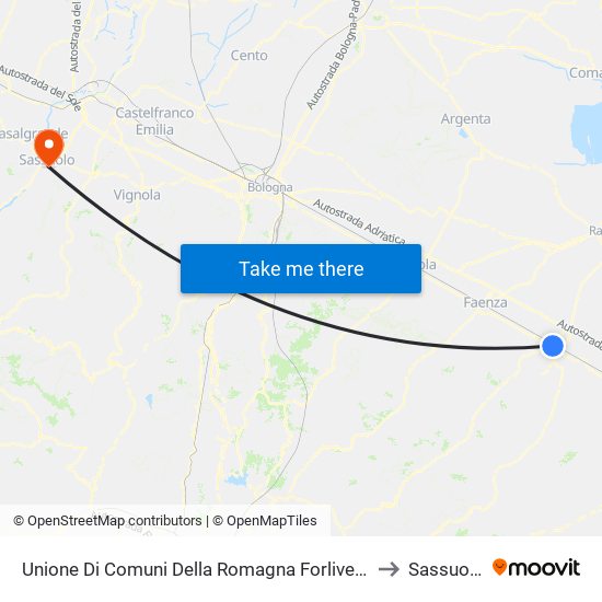Unione Di Comuni Della Romagna Forlivese to Sassuolo map