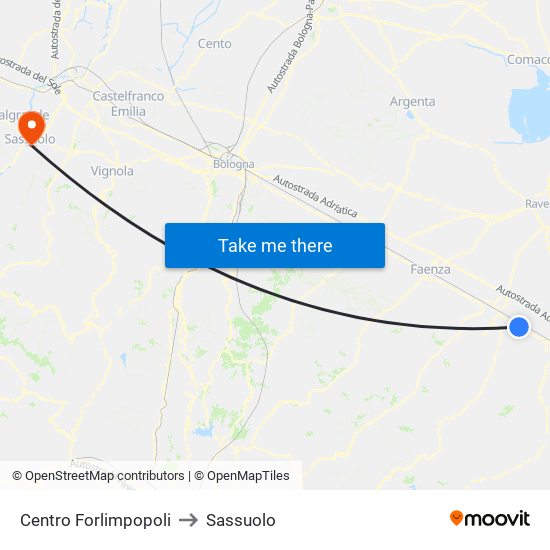 Centro Forlimpopoli to Sassuolo map