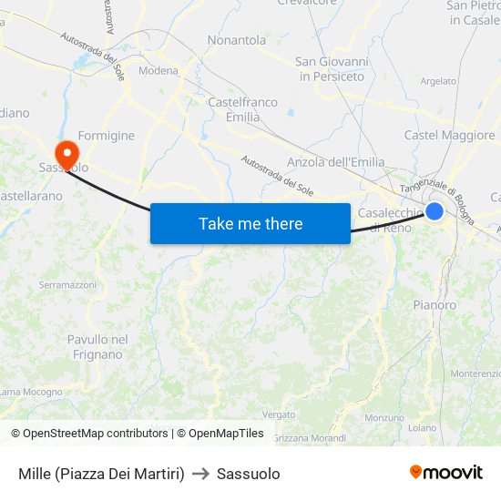 Mille (Piazza Dei Martiri) to Sassuolo map
