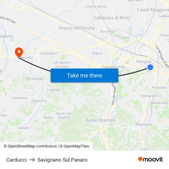 Carducci to Savignano Sul Panaro map