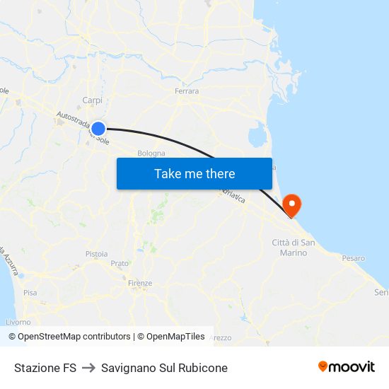 Stazione FS to Savignano Sul Rubicone map