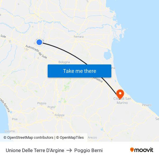 Unione Delle Terre D'Argine to Poggio Berni map