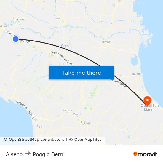 Alseno to Poggio Berni map