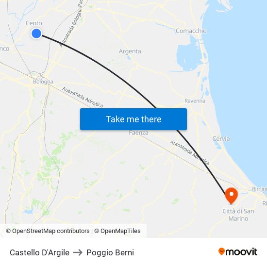 Castello D'Argile to Poggio Berni map