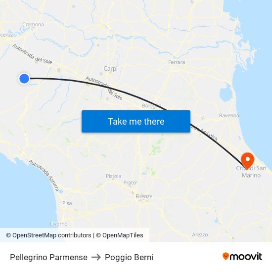 Pellegrino Parmense to Poggio Berni map