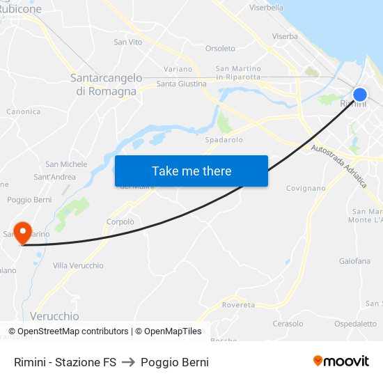 Rimini - Stazione FS to Poggio Berni map