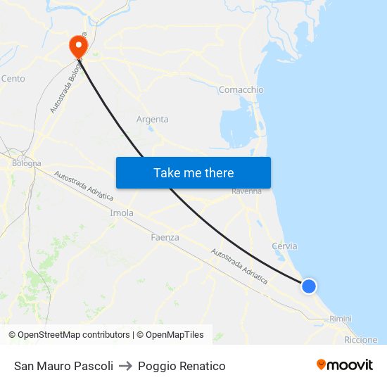 San Mauro Pascoli to Poggio Renatico map