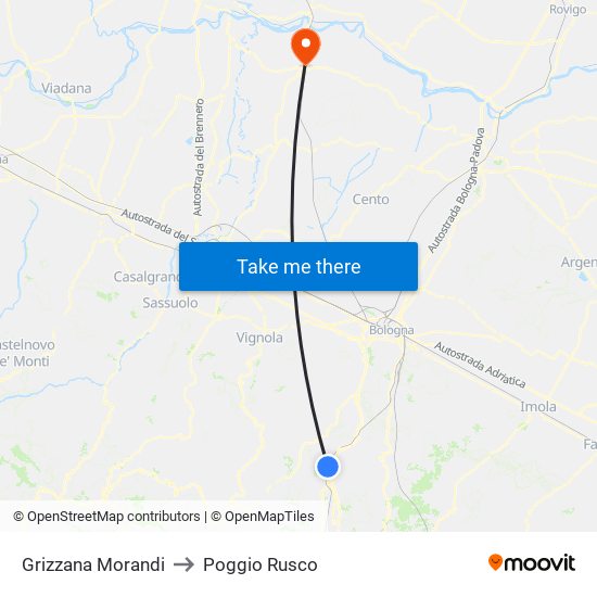 Grizzana Morandi to Poggio Rusco map