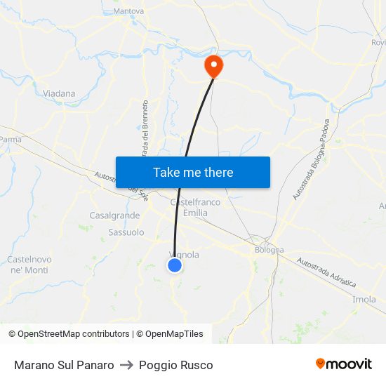 Marano Sul Panaro to Poggio Rusco map