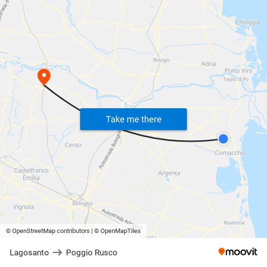 Lagosanto to Poggio Rusco map