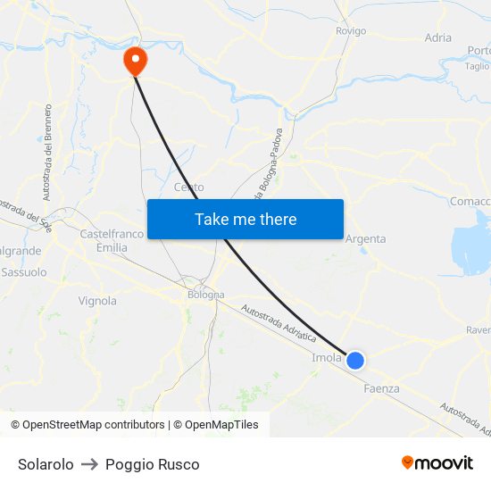 Solarolo to Poggio Rusco map